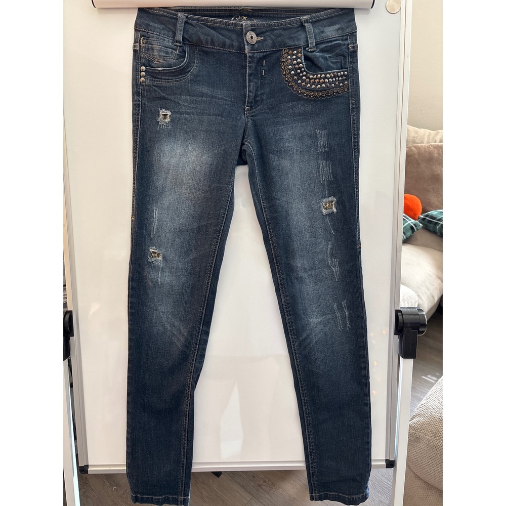 C Pink jeans women's size 11 skinny leg leopard‎ print